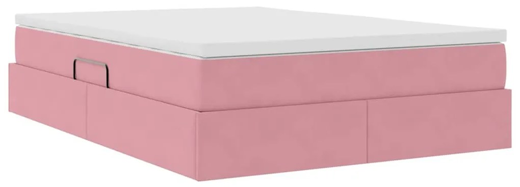 vidaXL Κρεβάτι με αποθηκευτικό χώρο και στρώμα Ροζ 140 x 190 cm