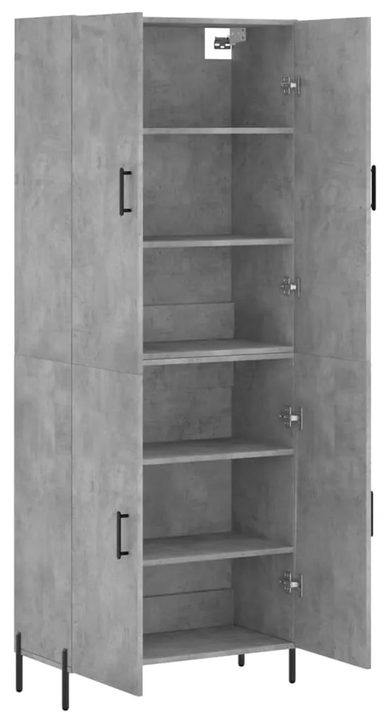 vidaXL Ντουλάπι Γκρι Σκυροδέματος 69,5x34x180 εκ. Επεξεργασμένο Ξύλο