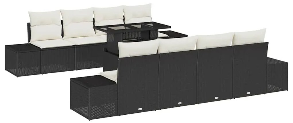 vidaXL Σετ Καναπέ Κήπου 7 pcs Μαύρο και κρεμ 100 x 55 x 73 εκ