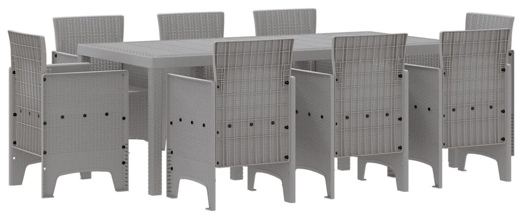 vidaXL Σετ Τραπεζαρίας Κήπου 9 pcs Ανοιχτό γκρι 8-άτομο Πολυπροπυλένιο