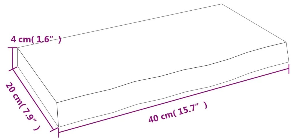 Ράφι Τοίχου 40x20x4 εκ. από Ακατέργαστο Μασίφ Ξύλο Δρυός - Καφέ