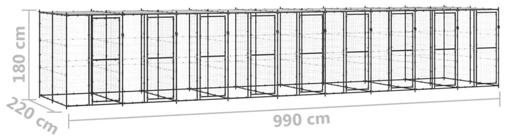vidaXL Κλουβί Σκύλου Εξωτ. Χώρου με Στέγαστρο 21,78 μ² από Ατσάλι