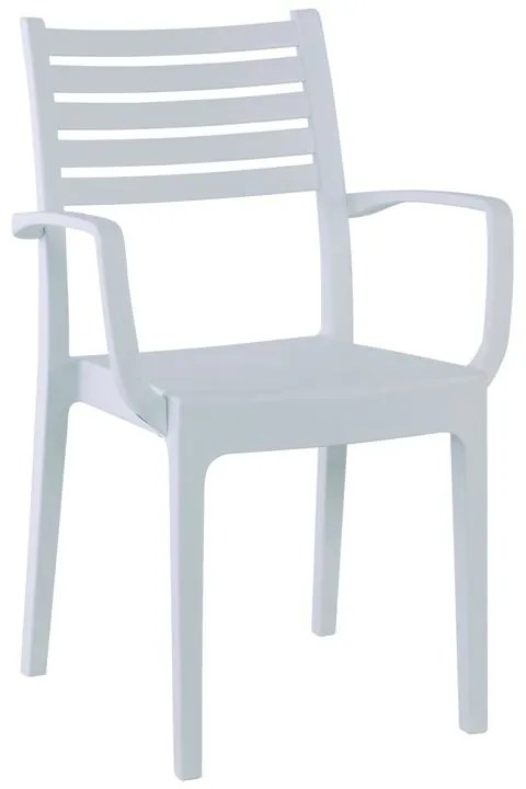 WOODWELL OLIMPIA Πολυθρόνα Τραπεζαρίας Κήπου Στοιβαζόμενη, PP - UV Protection, Απόχρωση Άσπρο 54x52x86cm Ε339,1