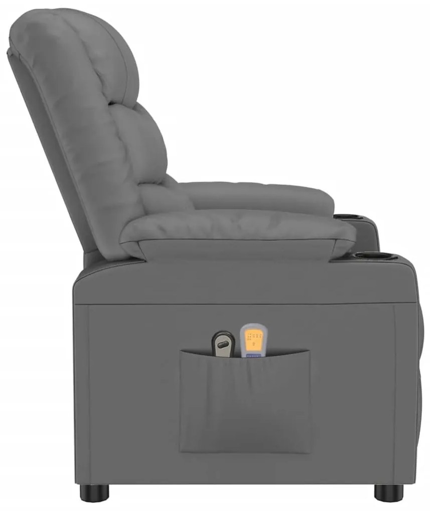 vidaXL Πολυθρόνα Μασάζ Ηλεκτρική Γκρι από Συνθετικό Δέρμα