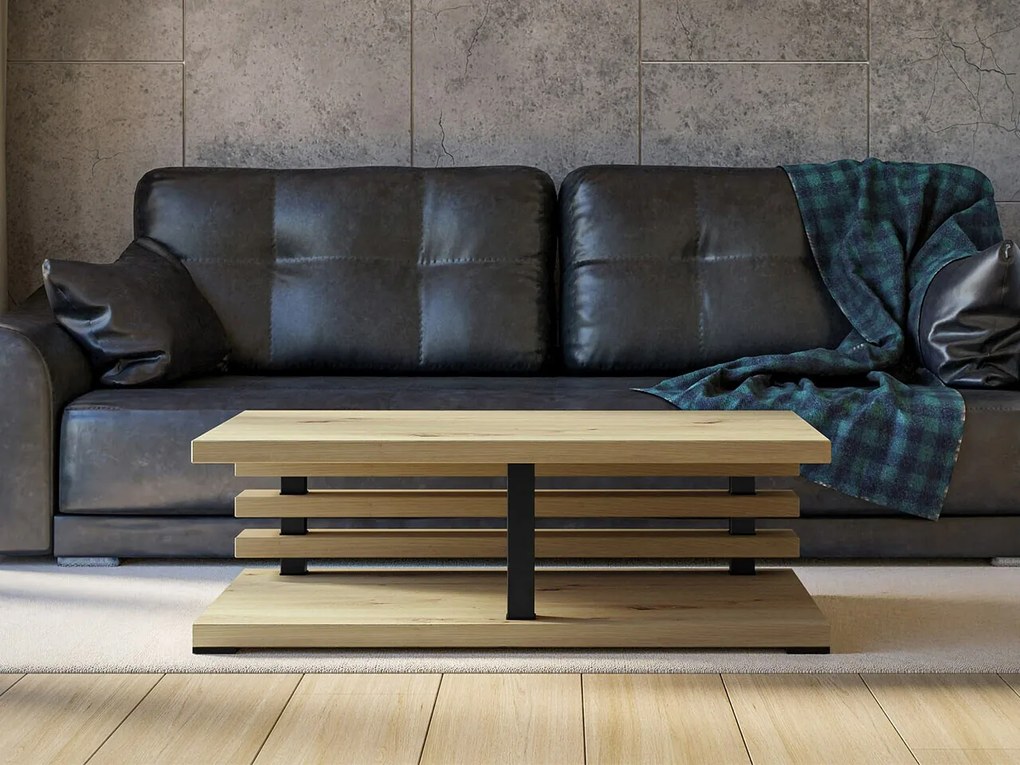 Τραπεζάκι σαλονιού Miami 394, Artisan βελανιδιά, 31x60x120cm, 40 kg, Πλαστικοποιημένη μοριοσανίδα, Γωνιακό | Epipla1.gr