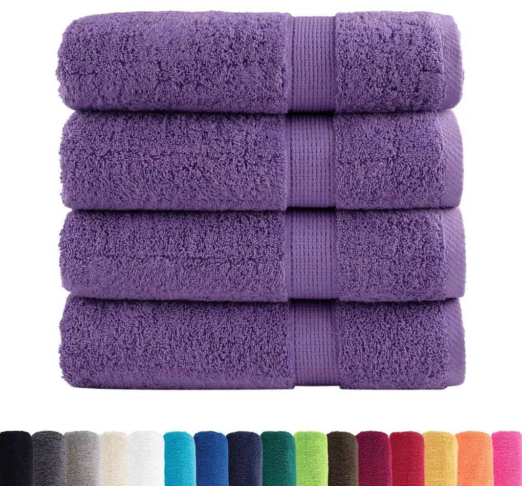 vidaXL Πετσέτες Μπάνιου Premium SOLUND 4 τεμ. Μωβ 100x150 εκ. 600 γρ./μ²