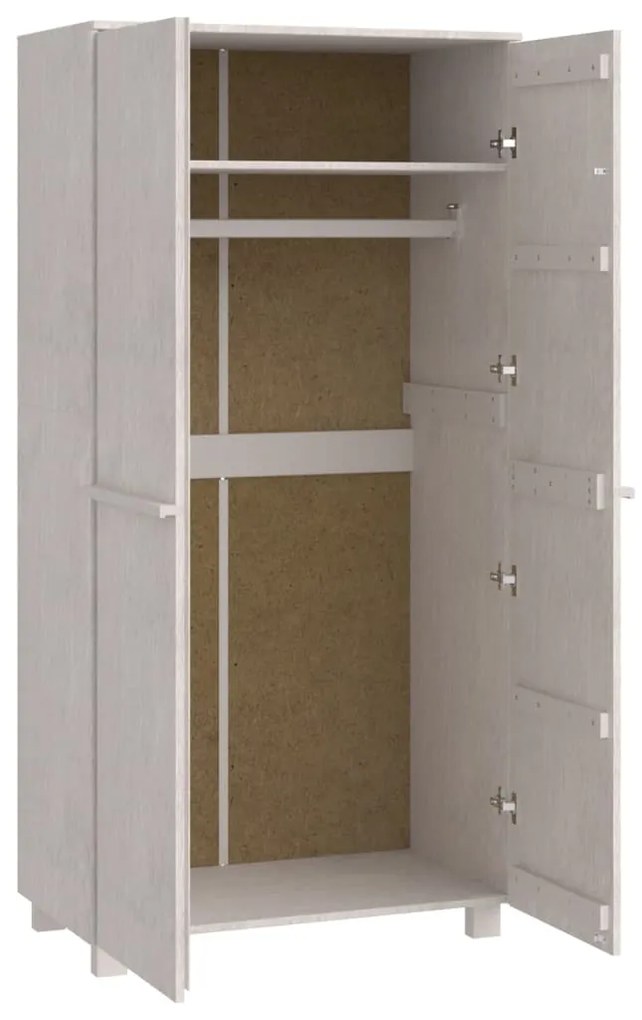 vidaXL Ντουλάπα HAMAR Λευκό 89 x 50 x 180 εκ. από Μασίφ Ξύλο Πεύκου