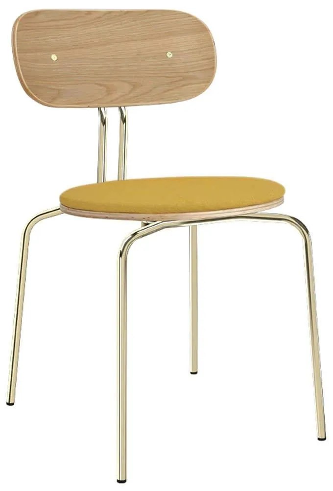 Καρέκλα Τραπεζαρίας Curious Brass 5916-1C719-09 44,5x48x77,5cm Oak-Yellow Umage Steel,Polywood