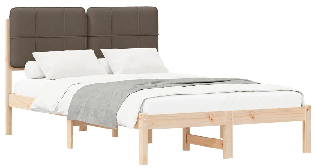 vidaXL Σκελετός Κρεβατιού με Επενδεδυμένο Κεφαλάρι Taupe 120 x 200 cm