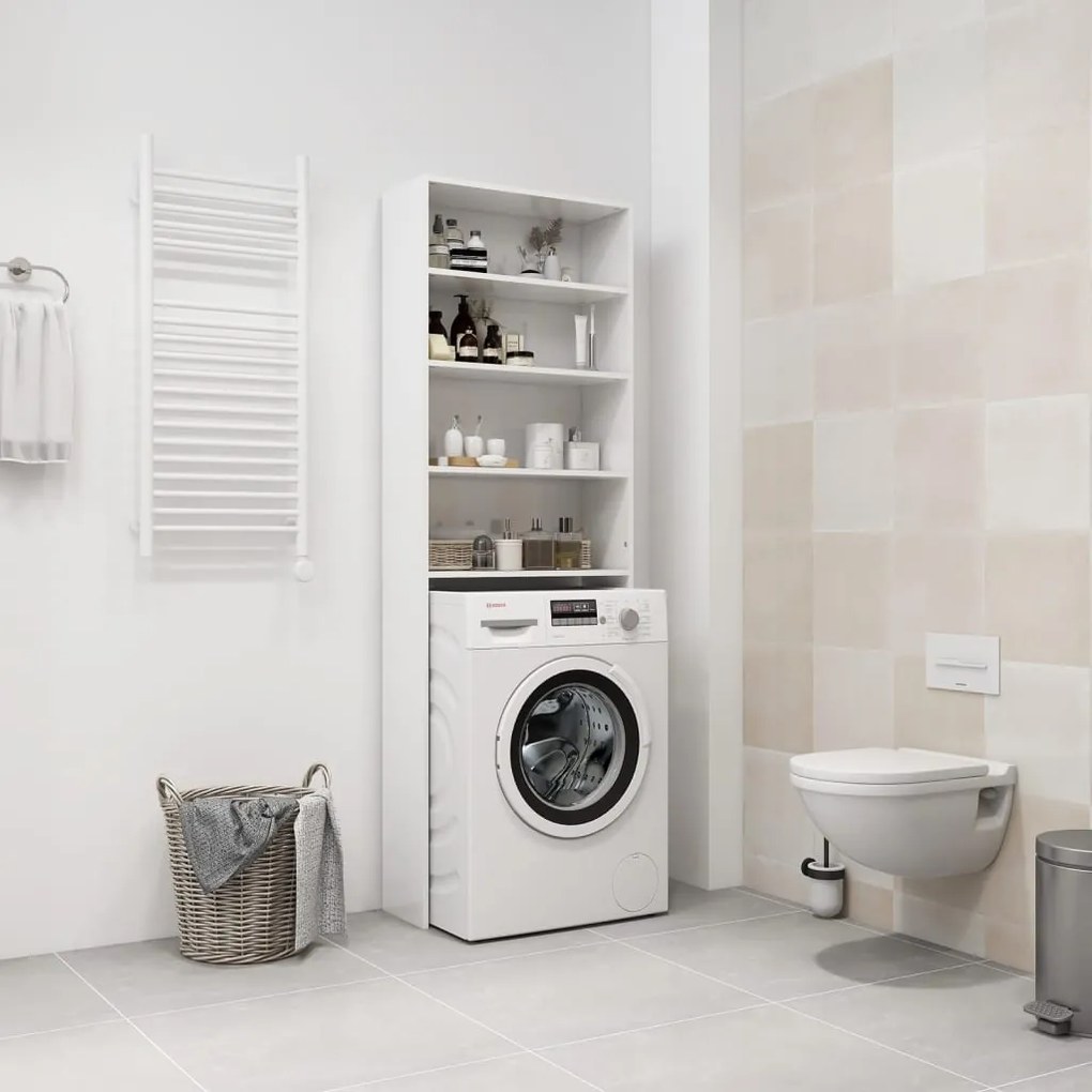 vidaXL Ντουλάπι Πλυντηρίου Γυαλιστερό Μαύρο 64 x 24 x 190 εκ.