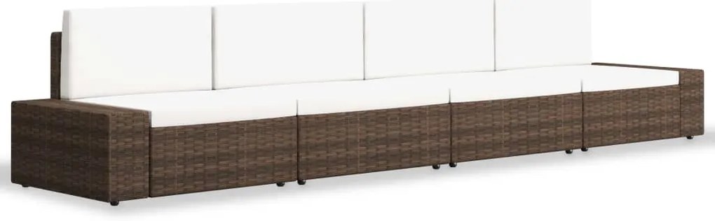 vidaXL Σαλόνι Κήπου 4 Τεμαχίων Καφέ από Συνθετικό Ρατάν