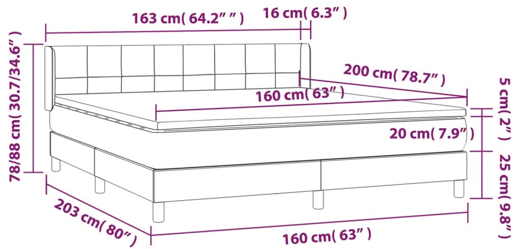 ΚΡΕΒΑΤΙ BOXSPRING ΜΕ ΣΤΡΩΜΑ ΣΚΟΥΡΟ ΓΚΡΙ 160X200 ΕΚ ΥΦΑΣΜΑΤΙΝΟ 3130282