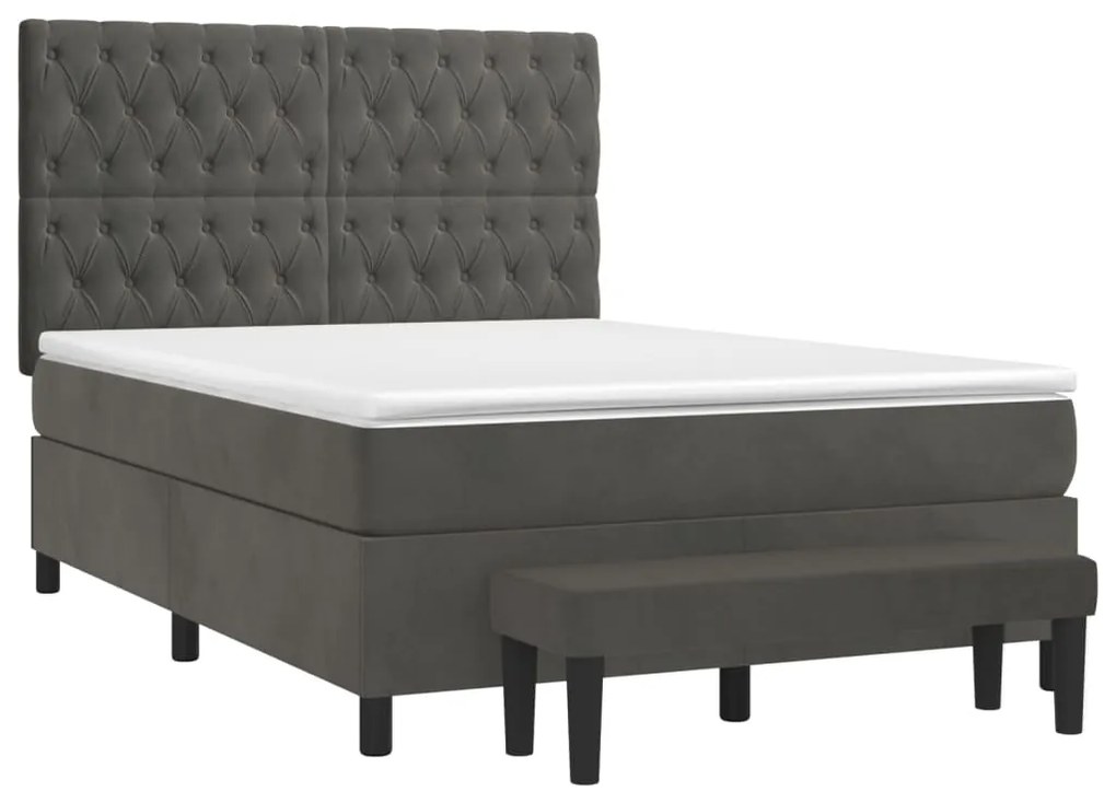 ΚΡΕΒΑΤΙ BOXSPRING ΜΕ ΣΤΡΩΜΑ ΣΚΟΥΡΟ ΓΚΡΙ 140X200 ΕΚ. ΒΕΛΟΥΔΙΝΟ 3138026