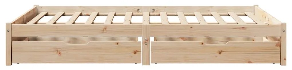 vidaXL Σκελετός Κρεβατιού Χωρίς Στρώμα 135x190 εκ Μασίφ Ξύλο Πεύκου