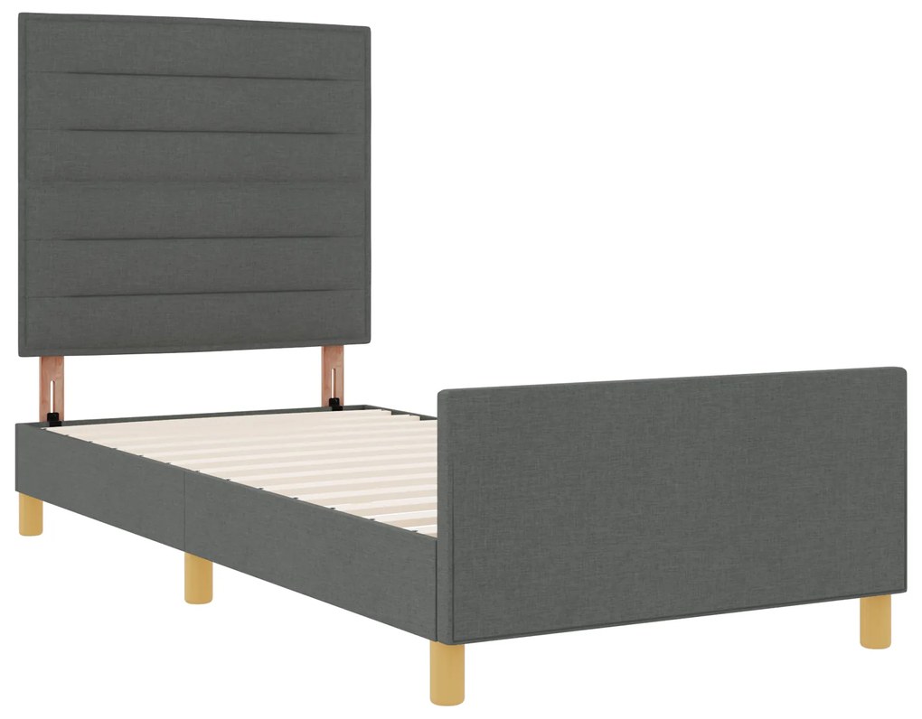 vidaXL Σκούρο Γκρι Κρεβάτι με Ύφασμα 90x200 cm
