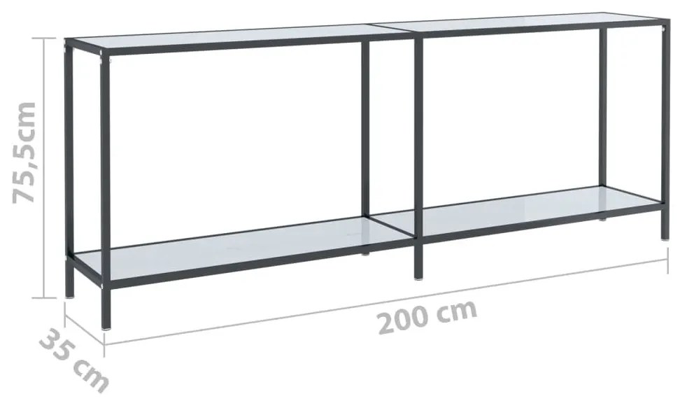 Τραπέζι Κονσόλα Λευκό 200 x 35 x 75,5 εκ. από Ψημένο Γυαλί - Λευκό