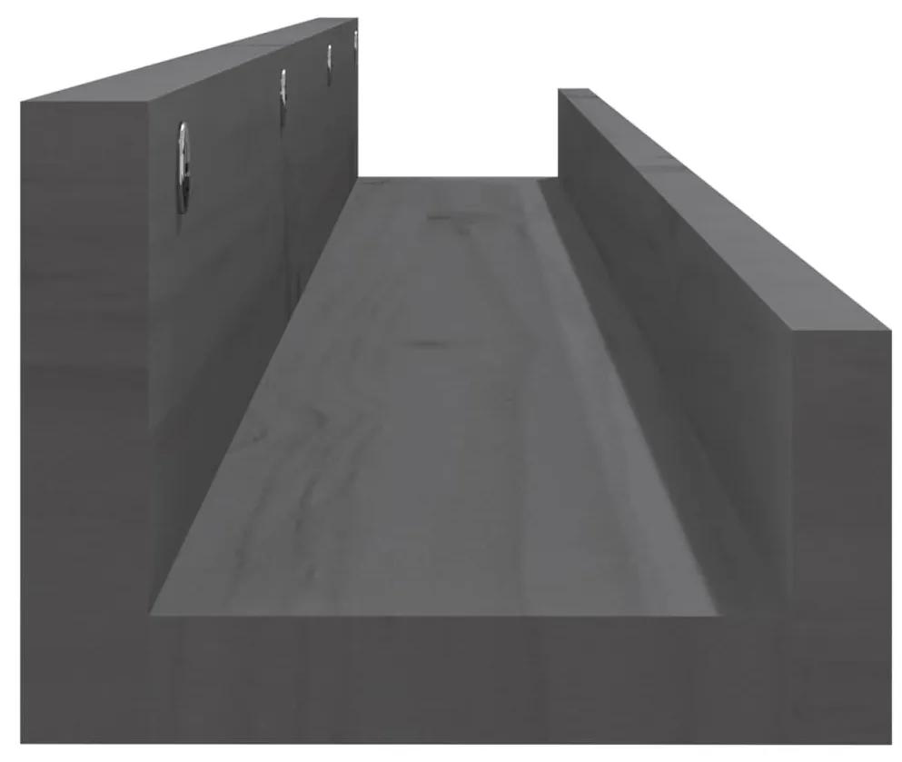 Ράφια Τοίχου 2 τεμ. Μαύρα 110x12x9 εκ. από Μασίφ Ξύλο Πεύκου - Γκρι
