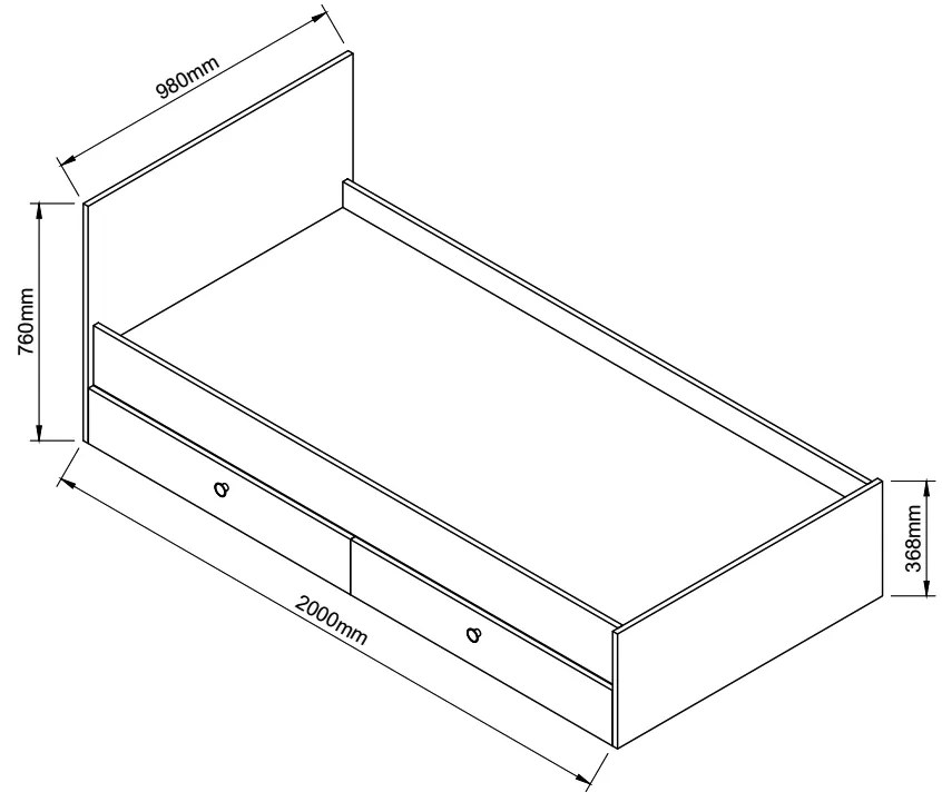 Κρεβάτι Μονό AMARI Βελανιδί Μοριοσανίδα 200x98cm - 14870067 - 14870067