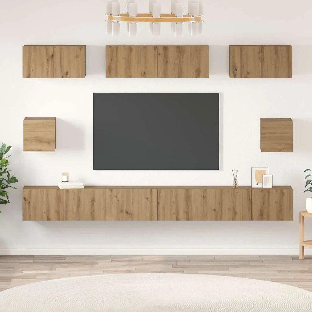 vidaXL Σετ επίπλου τηλεόρασης Επιτοίχιο 8 pcs artisan δρυς
