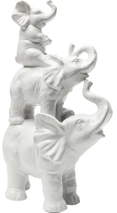 Διακοσμητικό Κεραμικό Ελέφαντες Λευκό 27.5x45.5 εκ.