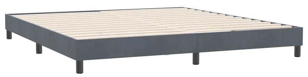 Κρεβάτι Boxspring με Στρώμα Σκούρο Γκρι 180x210 εκ. Βελούδινο - Γκρι