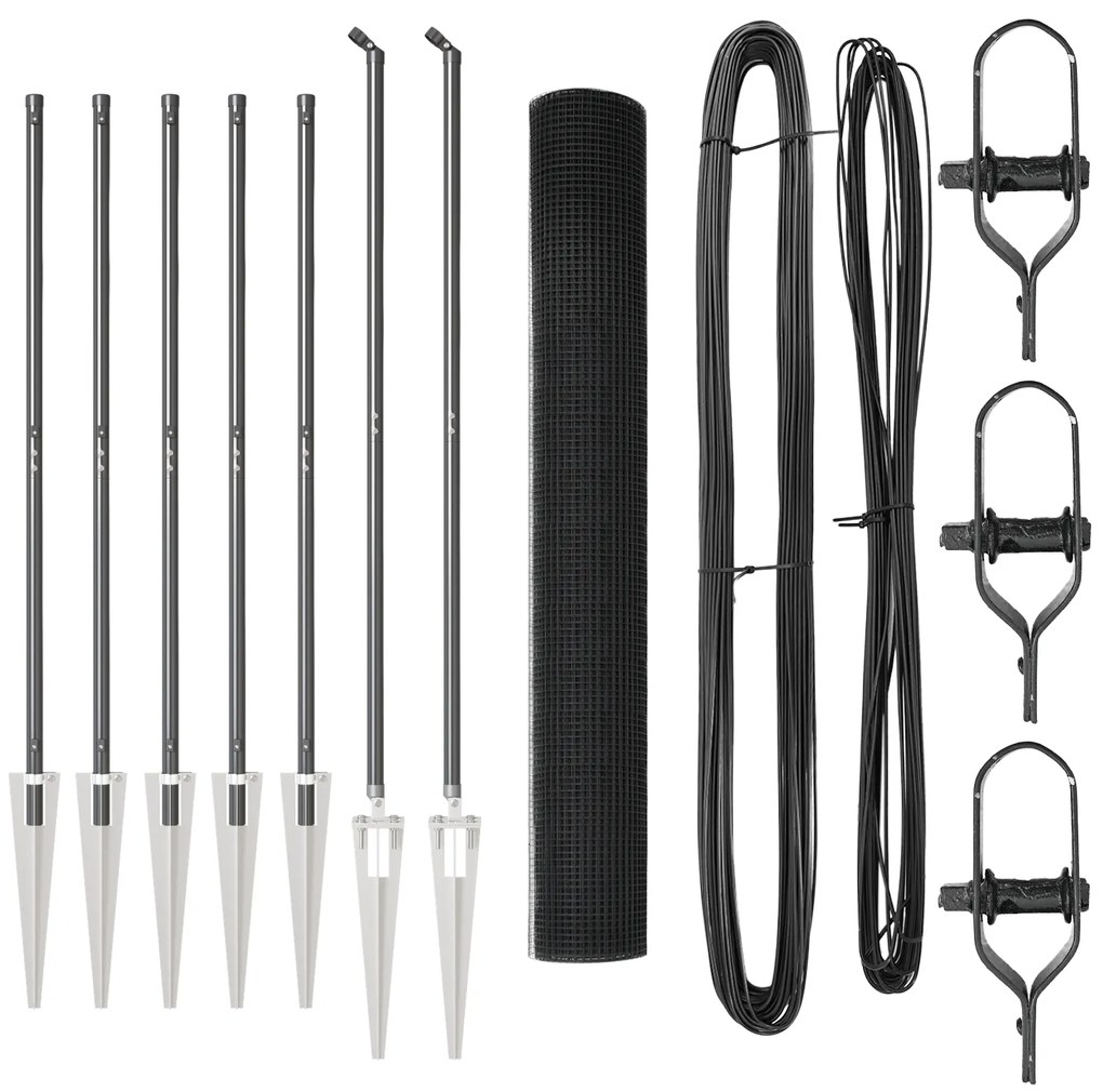 vidaXL Φράχτης Welded Wire με 7 Καρφιά Στήριξης Γκρι 1.4x10 μ Ατσάλι