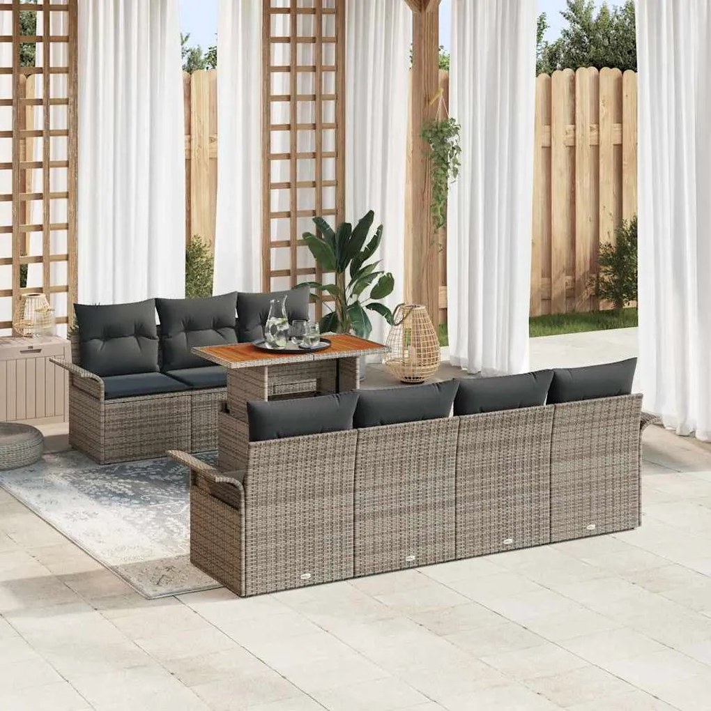 vidaXL Σετ Καναπέ Κήπου με μαξιλάρι 8 pcs Γκρι 100 x 55 x 73 εκ