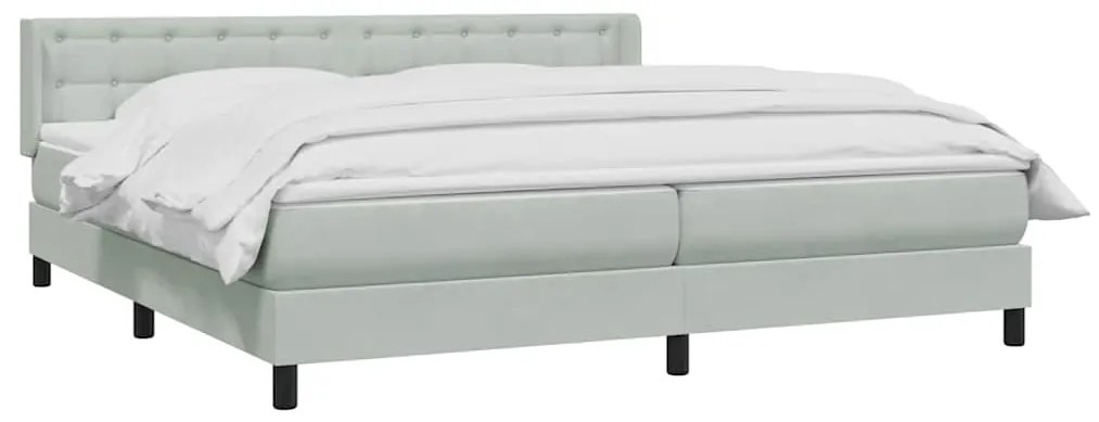 vidaXL Κρεβάτι Boxspring με Στρώμα Ανοιχτό Γκρι 180x210 εκ. Βελούδινο