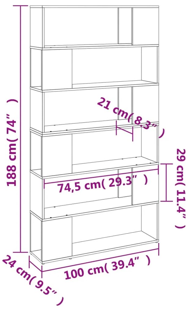 ΒΙΒΛΙΟΘΗΚΗ/ΔΙΑΧΩΡΙΣΤΙΚΟ ΧΩΡΟΥ ΓΚΡΙ SONOMA 100 X 24 X 188 ΕΚ. 3187604