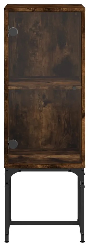 vidaXL Βοηθητικό Ντουλάπι Καπνιστή Δρυς 35x37x100 εκ. Γυάλινες Πόρτες