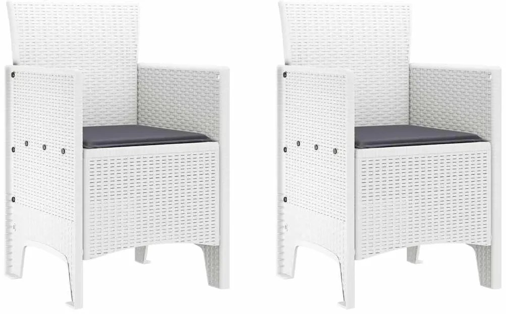 vidaXL Καρέκλες Κήπου 2 pcs Λευκό 53 x 49 x 85 εκ. Πλαστικό