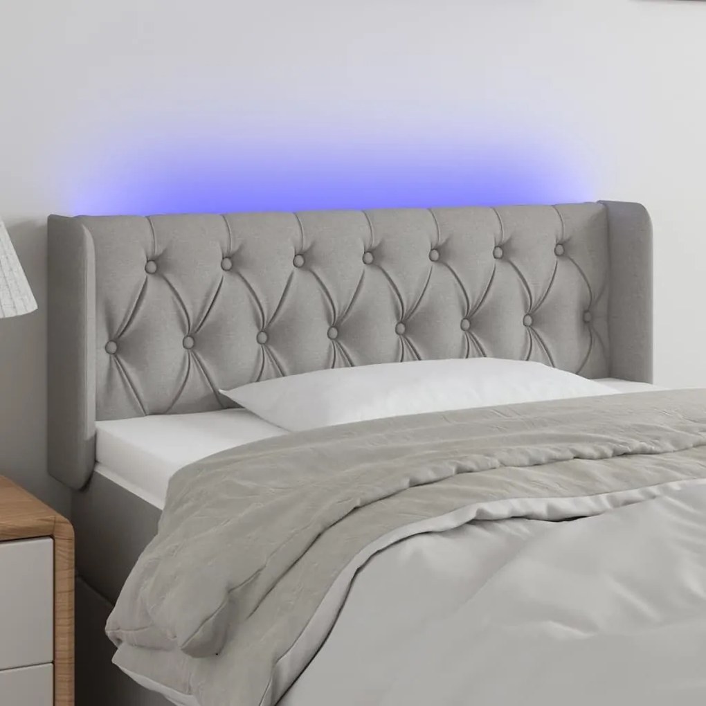 Κεφαλάρι Κρεβατιού LED Ανοιχτό Γκρι 103x16x78/88 εκ. Υφασμάτινο - Γκρι