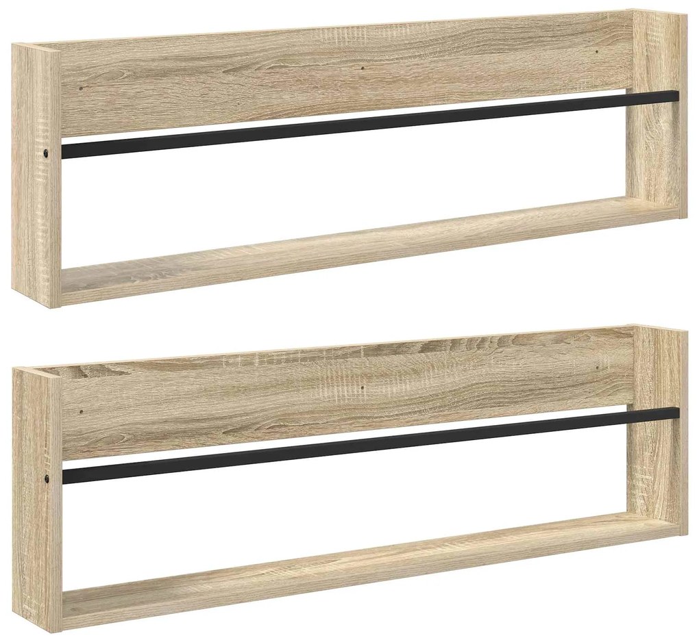 vidaXL Ράφι Περιοδικών με ράφι 2 pcs Δρύς Sonoma 100 x 12 x 30 εκ