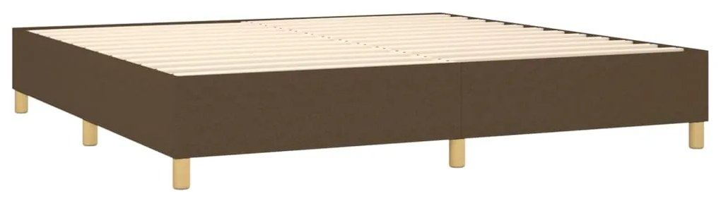 Κρεβάτι Boxspring με Στρώμα & LED Σκ.Καφέ 200x200εκ. Υφασμάτινο - Καφέ