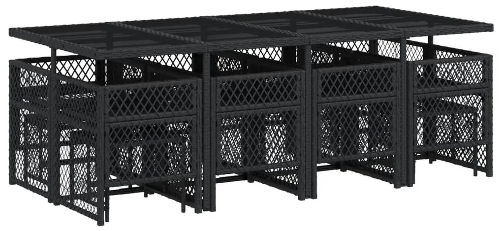 vidaXL Σετ Τραπεζαρίας Κήπου 13τεμ. Μαύρο από Συνθ. Ρατάν με Μαξιλάρια