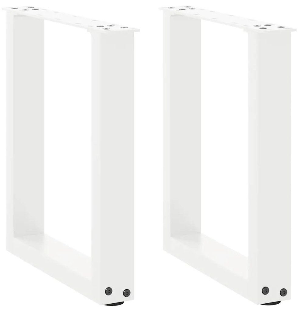 Πόδια Τραπεζιού Σαλονιού σε Σχήμα U, 2 τεμ. Λευκά 38x(42-43) εκ. Ατσάλι