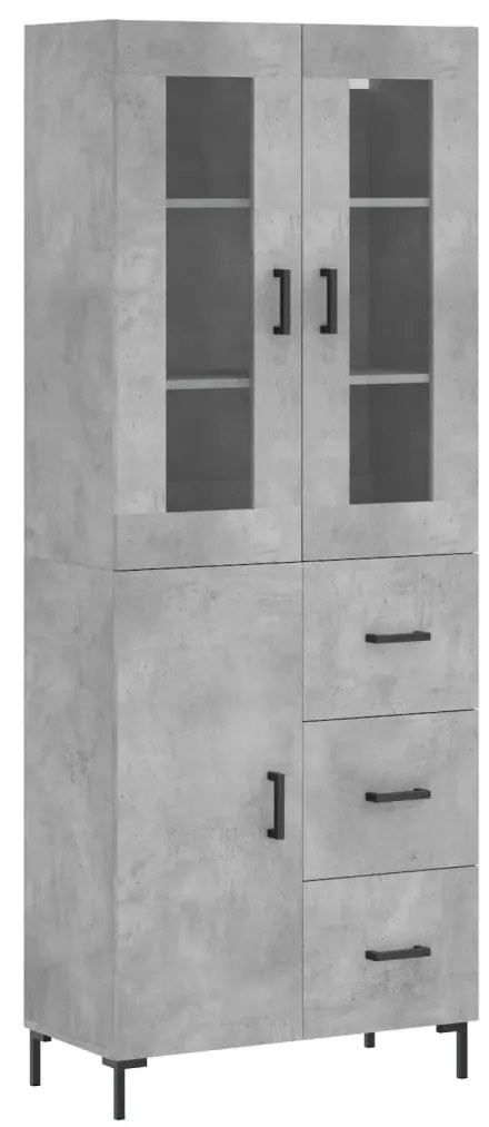 vidaXL Ντουλάπι Γκρι Σκυροδέματος 69,5x34x180 εκ. Επεξεργασμένο Ξύλο