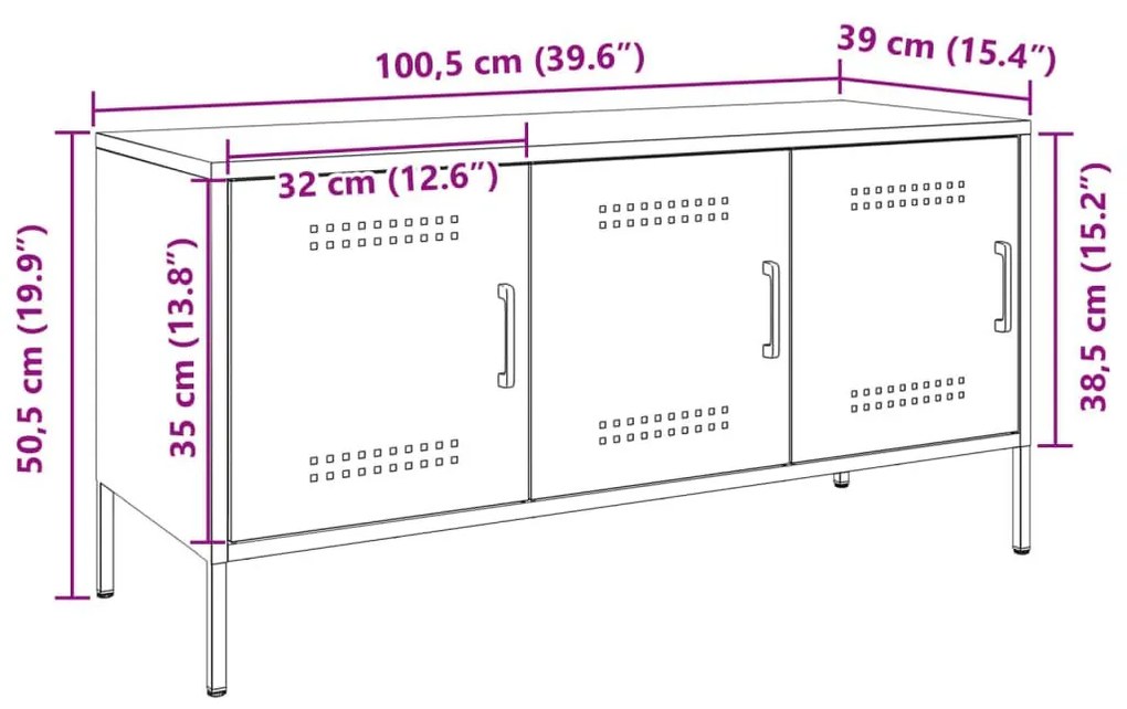 Έπιπλο Τηλεόρασης Λευκό 100,5x39x50,5 εκ. από Ατσάλι - Λευκό