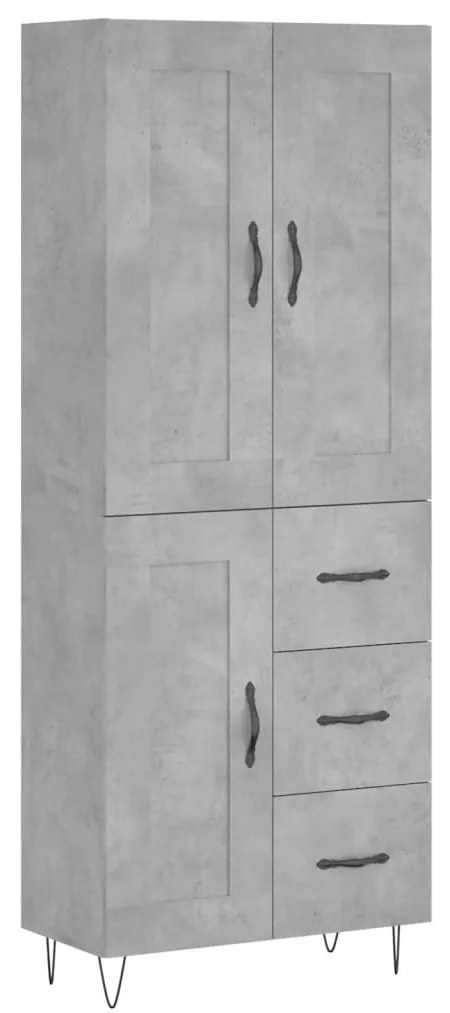 vidaXL Ντουλάπι Γκρι Σκυροδέματος 69,5x34x180 εκ. Επεξεργασμένο Ξύλο