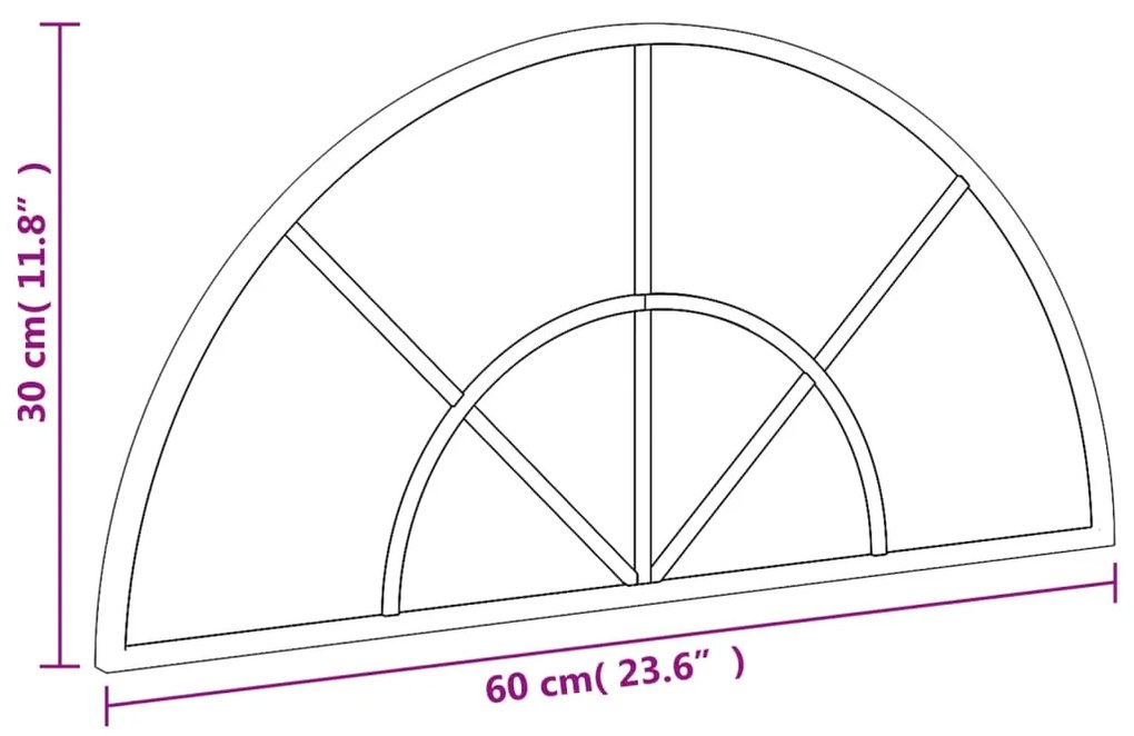 Καθρέφτης Τοίχου Αψίδα Μαύρος 60x30 εκ. από Σίδερο - Μαύρο