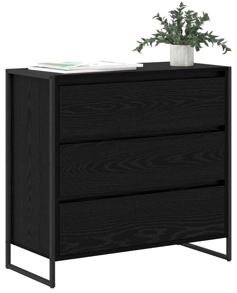 vidaXL Πλαϊνό γραφείο Μαύρη Οξυά 79 x 36 x 75.5 εκ. Επεξεργασμένο ξύλο