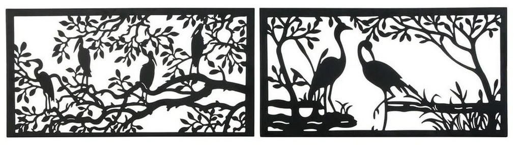 Διακοσμητική Φιγούρα DKD Home Decor 96 x 1 x 50 cm Μαύρο Πουλιά (x2)