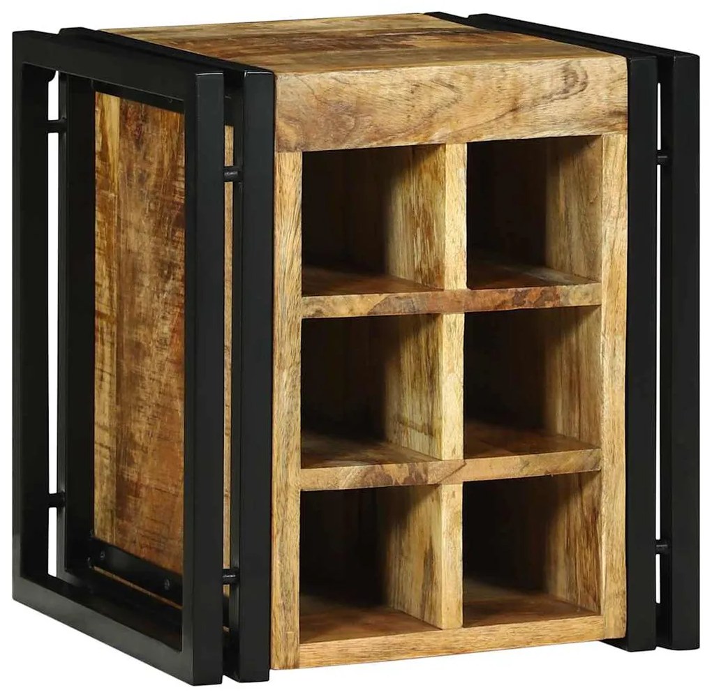 vidaXL Ράφι Κρασιού Καφέ και Μαύρο 35 x 35 x 39 εκ Στερεό ξύλο μάνγκο