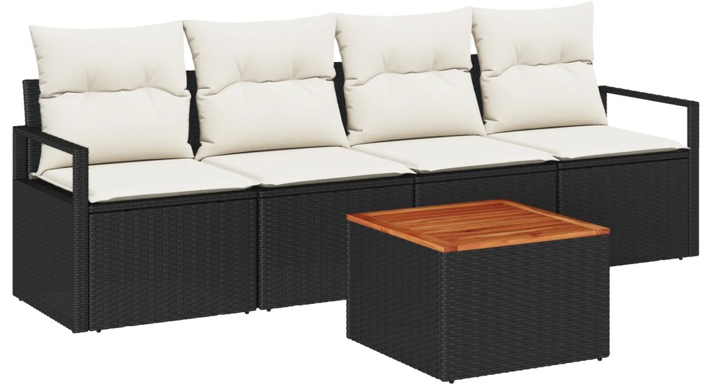 vidaXL Σετ Καναπέ Κήπου 5 pcs Μαύρος, λευκός 55 x 55 x 37 εκ