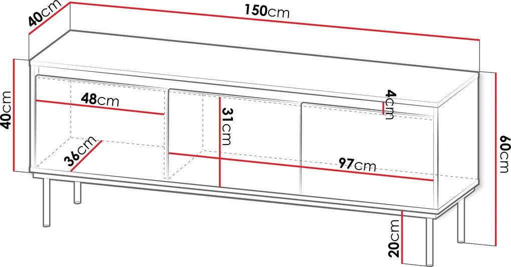 Έπιπλο τηλεόρασης Carmesi 3D-Leuko-Xriso