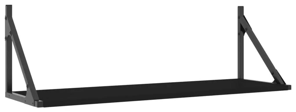 Ράφια Τοίχου 2 τεμ. Μαύρα 80x25x25,5 εκ. Επεξεργασμένο Ξύλο - Μαύρο
