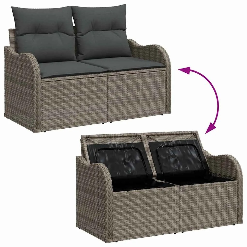 vidaXL Σετ Καναπέ Κήπου με μαξιλάρι 11 pcs Γκρι Πολυ ράταν