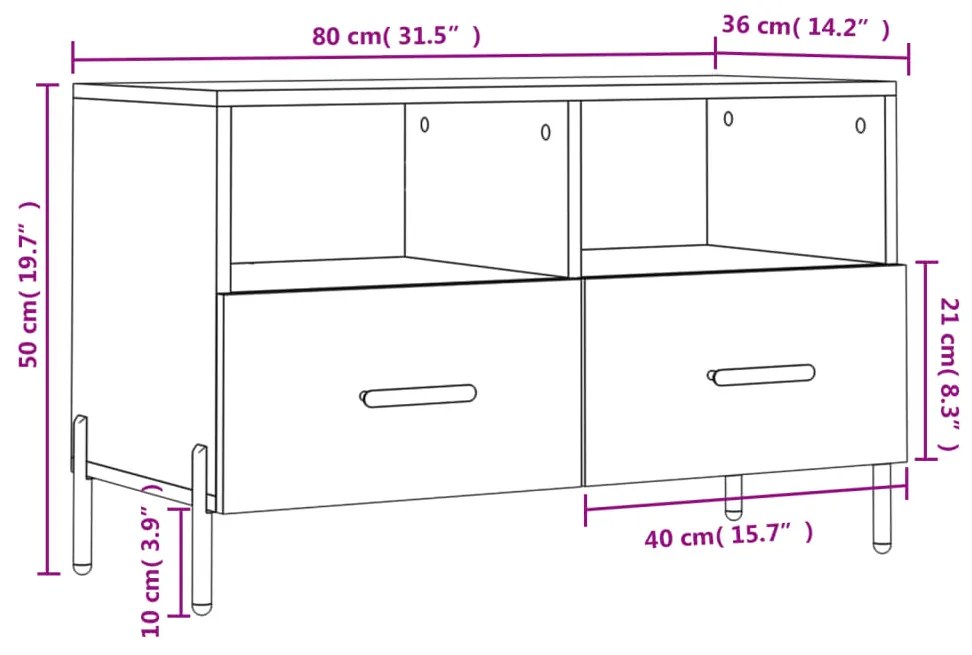 Έπιπλο Τηλεόρασης Γκρι Σκυροδέματος 80x36x50 εκ. Επεξεργ. Ξύλο - Γκρι