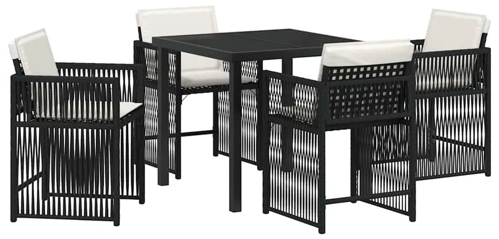 vidaXL Σέτ φαγητού για κήπο 5 pcs Μαύρο συνθετικό ρατάν