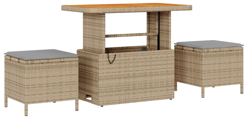 vidaXL 13 Piece Garden Sofa Set with Cushions Beige Poly Rattan Acacia